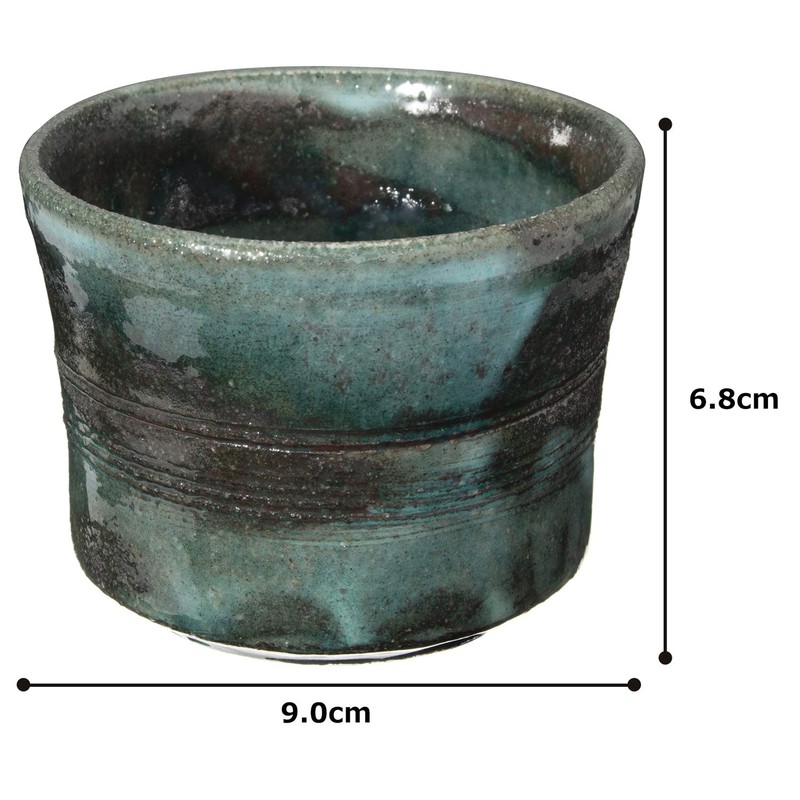 信楽焼 in to a (Wooden Box) Specialties Cup 碧水 3