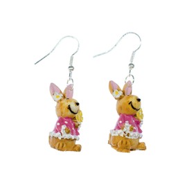 Miniblings Rabbit Earrings Easter Bunny Rabbit Easter Bunny Pink – Handmade Fashion Jewellery I Earrings Silver Plated, Resin