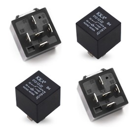 Neferta 4 PCS Car 5-pin Relay, DC 12V 40A Full Copper Pin No Back Flame Retardant Shell Waterproof Conversion Starter Harness Modification Relay, Plug Play Accessories, Suitable for Most Cars (Black)