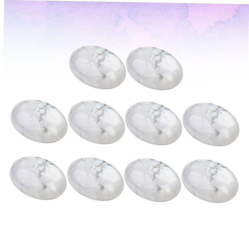 STOBOK 10pcs Oval Howlite Stone Supplies for Jewelry Craft Making