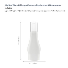 Light of Mine: 3" x 10" Slim, Frosted Replacement Oil Lamp Chimney – Heat-Resistant Glass Chimney for Antique Hurricane & Vintage Oil Lamps (3" x 10", Frosted)
