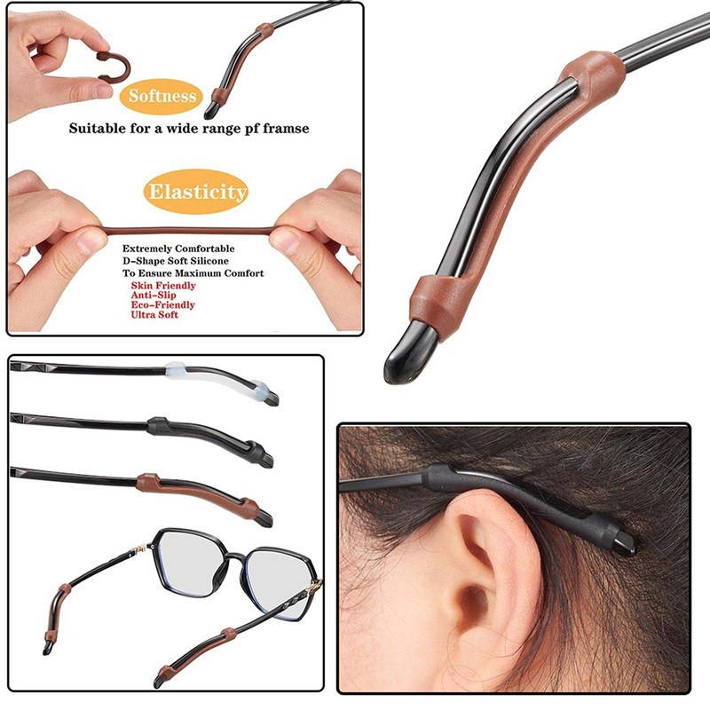 AZFVBQL 34PCS Eyeglasses Retainers Silicone Glasses Temple Holders Anti-slip Protectors
