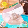 Woukksy 2025 Baby Swimming Ring with Sun Canopy, Removable, Pink