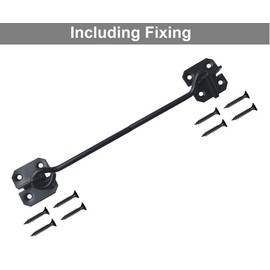 TERF® 200mm Heavy Duty Antique Black Wire Cabin Door Hook and Eye Lock 200mm (8 inch) Cabinet Latch Catch including Fixing Screw For Door Gate Window Closet Shed Latch - Pack of 1