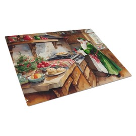 Caroline's Treasures DAC3295LCB Cookies with Santa Claus Father Christmas Glass Cutting Board Large Decorative Tempered Glass Kitchen Cutting and Serving Board Large Size Chopping Board