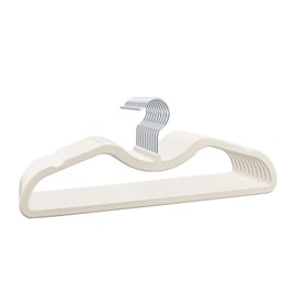 ZBODIMP Velvet Short Neck Hangers - Heavy-Duty, Non-Slip Felt Surface, Space-Saving Design with Anti-Slip Grooves & Shoulder Shape, 360° Rotating Hooks, Durable for Coats, Shirt& Dresses (10, Beige A)