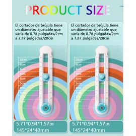 Cortador de Circular de Papel, Cortador circular para manualidades de papel, herramienta de corte circular de brújula rotatoria, cortador de círculo de diámetro de corte ajustable, para bricolaje