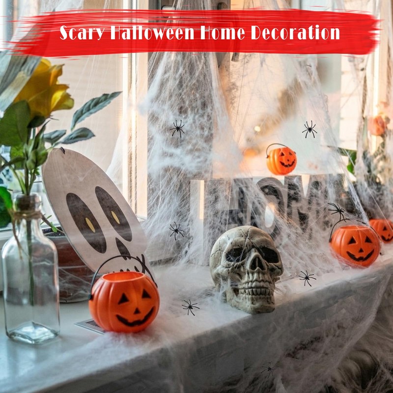 Hzxy Halloween Decorations Spider Web, 200g Halloween Cobwebs + 40