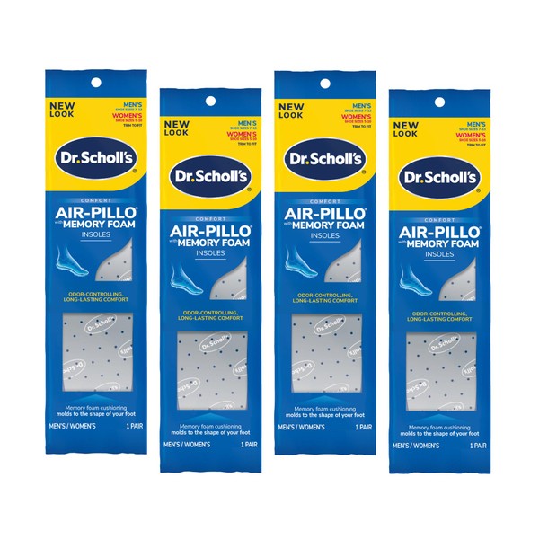 Dr. Scholl’s Air-Pillo with Memory Foam Insoles Men & Women Trim To Fit (Pack of 4)