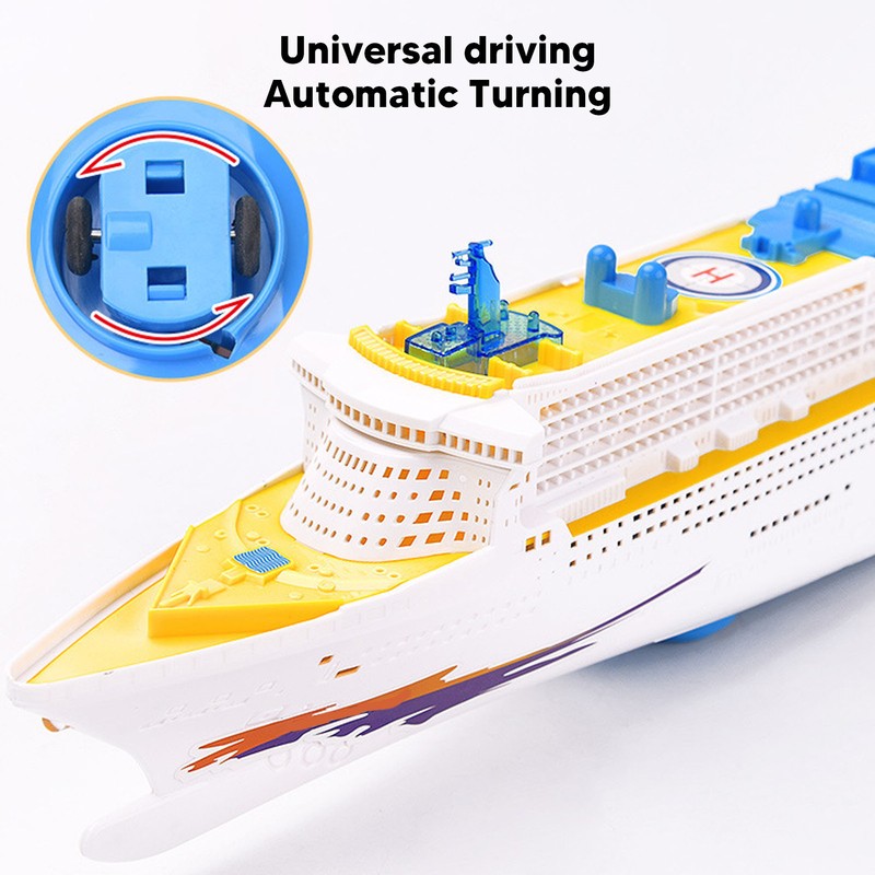 Kids Cruise Ship Model Sound Effects LED Light Universal Rotation