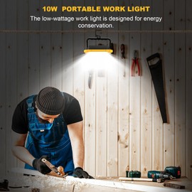 T-SUNiceM LED Work Light, 1100LM 6500K Portable Work Light, Work Lights on Stand Rotatable Stand and Handle, 5.9FT Cord with Plug, Hook Design LED Flood Light for Workshop Garage, Construction 2Pack