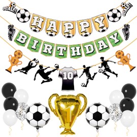 Pirese Soccer Birthday Party Decorations Kit – Soccer Happy Birthday Banner, Balloons, Soccer Themed Party Decorations, Soccer Birthday Decor, Soccer Party Supplies for Boys, Girls, Kids, Sports Fans