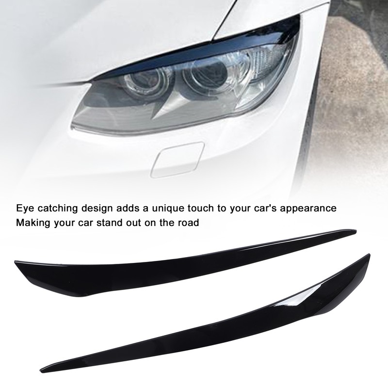 2 Pcs Headlight Eyebrow Headlamp Eyelid Cover Trim Frame Decal
