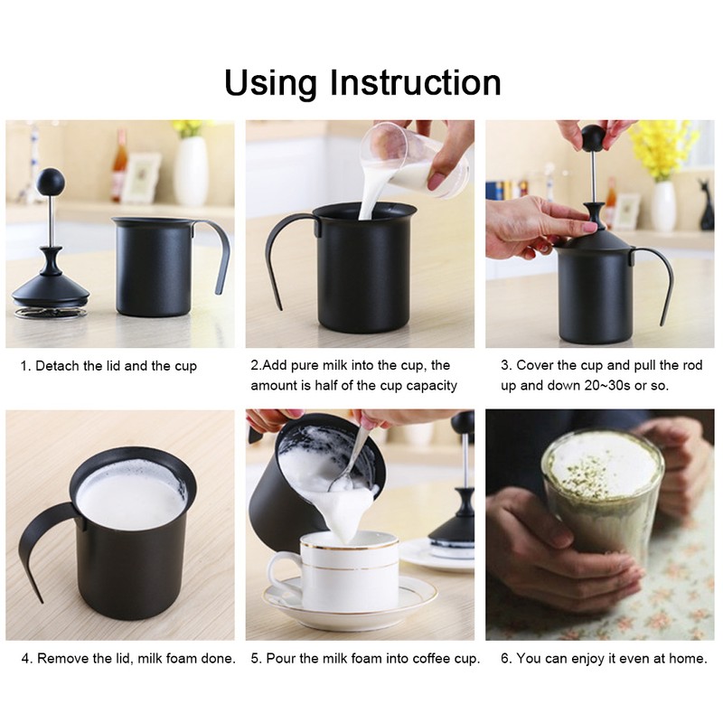 Stainless Steel Manual Double Mesh Milk Frother Foam Maker Coffee