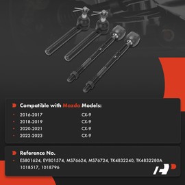 A-Premium Set of 4, Front Inner Outer Tie Rod End Kit, Compatible with Mazda CX-9 CX9 2016-2023