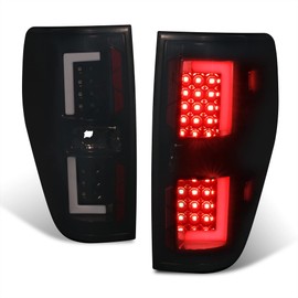 DNA MOTORING Pair L-Style LED DRL Tail Light Brake Lamp Assembly Compatible with 09-14 F150, Black/Smoked Lens,TL-ZTL-006L-SM