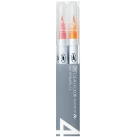 Kuretake Color Pen, ZIG Brush Pen, Clean Color, Real Brush, 4 Colors, Pale Color RB-6000AT/4VA
