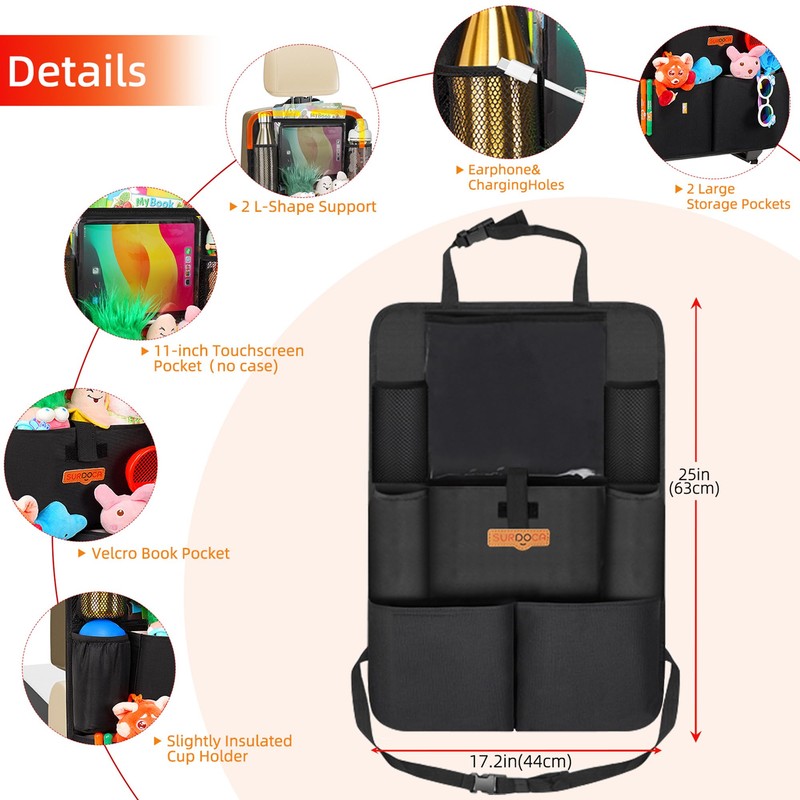 SURDOCA Upgraded Car Organizer with 11-inch Tablet Holder, 8 Pockets,