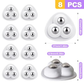 ZeriLion 8 Pack Self AdhesiveKitchen Appliance Casters, 360° Swivel - Small Appliance Rollers, Wheels for Countertop, Easy Move Furniture, White