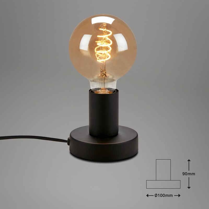BRILONER - Retro Bedside Lamp with Cable Switch, E27 Socket,