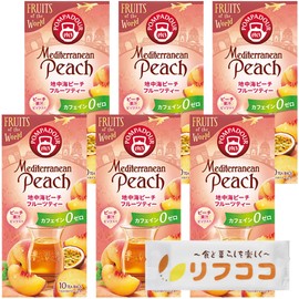 Pompadour Mediterranean Peach 1 Box (0.09 oz (2.5 g) x 10 TB Set of 6 Herbal Tea Decaffeinated Caffeine-less POMPADOUR