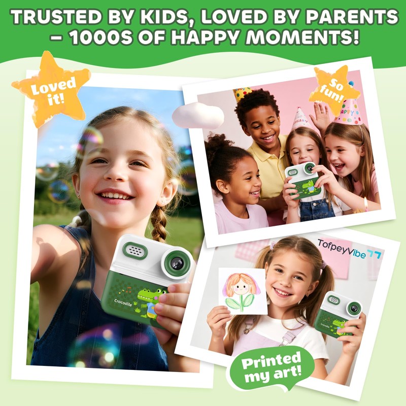 ofpeyVibe Kids Instant Print Camera – 48MP Dual Lens, 1080P