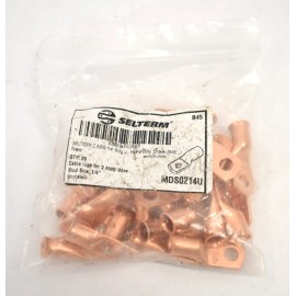 Selterm 25 Piece 2AWG 1/4" Stud Battery Lugs Ring Terminals Heavy Duty Copper
