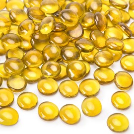 HAKACC 450 g Glass Nuggets Yellow Decorative Glass Stones 1.7 - 1.9 cm Mancala Stones Decorative Stones Children's Muggle Stones Mosaic Stones for Crafts