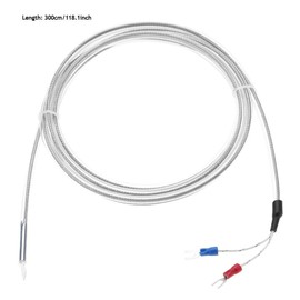 K Types Thermocouple Waterproof 2 Wire PTFE Thermocouple Type K Length 300cm/118.1" Temperature 0-200°C K Thermocouple