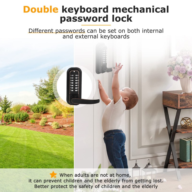 New Upgrade Double Sided Keypad Door Lock with Adjustable Deadlatch