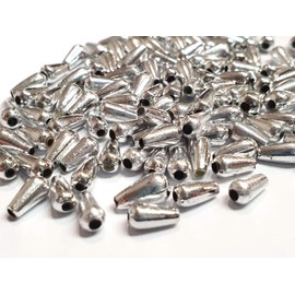 Pack of 200 Plastic Beads, Luxury Antique Silver Acrylic Beads, 8 x 6 mm Drops, Plastic Beads, Loose Beads for Threading for Decoration, Crafts, Jewellery