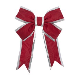 Vickerman 48" Red and Silver Nylon Outdoor Christmas Bow, Holiday Decor Accent
