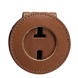 Perfect Fit Shield Wallets Texas Ranger Belt Badge Holder with Neck Chain and Belt Clip Tan Leather (Cutout 390)
