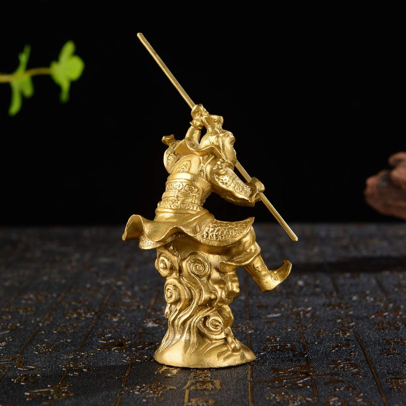 Chinese Brass Monkey King Figurine Sun Wukong Statue Housewarming Congratulatory