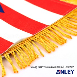 Anley Puerto Rico 4 X 6 Inch Fringy Window Hanging Flag - Mini Flag Banner & Car Rearview Mirror Decor - Fade Resistant, Easy to Use, Light & Compact