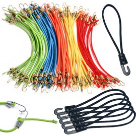 DITK-U 25 Pack Small Bungee Cords with Hooks 10 Inch Mini Bungee Straps Short Bungee Cords for Camping Luggage Roof Racks Car Tents Tarps Bikes Rvs