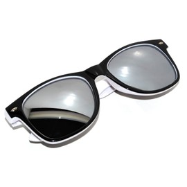 OWL Vintage Two Tone White Sunglasses Reflective Mirror Lens Square Retro Womens and Mens Shades UV 400 Protection