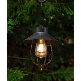 YAKii 2 Pack Solar Lantern Hanging Waterproof Outdoor Metal Solar Lamp with Warm White Light Decorate for Yard Garden Pathway Patio Porch Decor (Antique Copper)