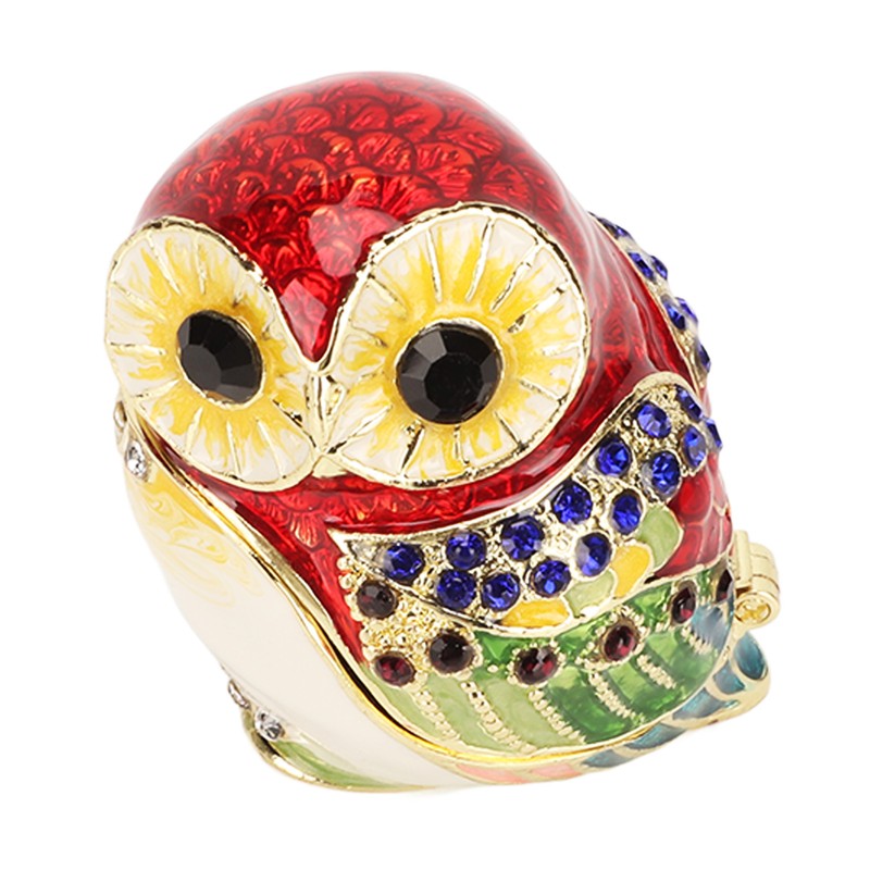 Metal Trinket Box Owl Shape Shiny Exquisite Zinc Alloy Jewelry