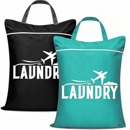 Travel Laundry Bags 46x58cm Portable 2 Packs Large Laundry Bag Dirty Clothes Bags with Zipper for Suitcase, Gym, Camping, Dorm & Holiday