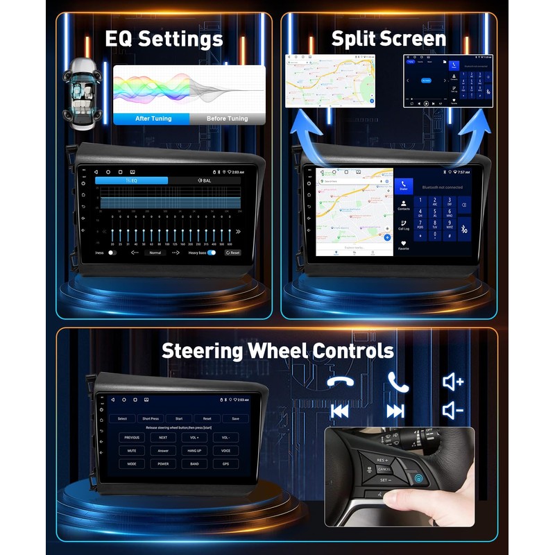 Leadfan Car Stereo Radio for Honda Civic 2012 with Carplay