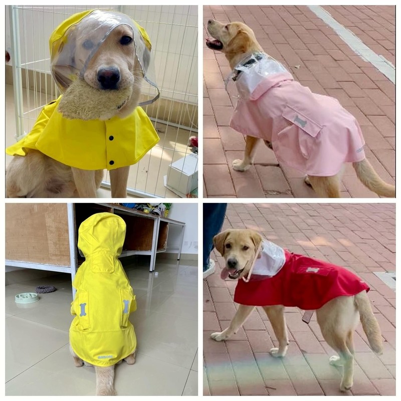 Dog Raincoat Waterproof Rain Poncho with Hoodie, High Reflective Adjustable