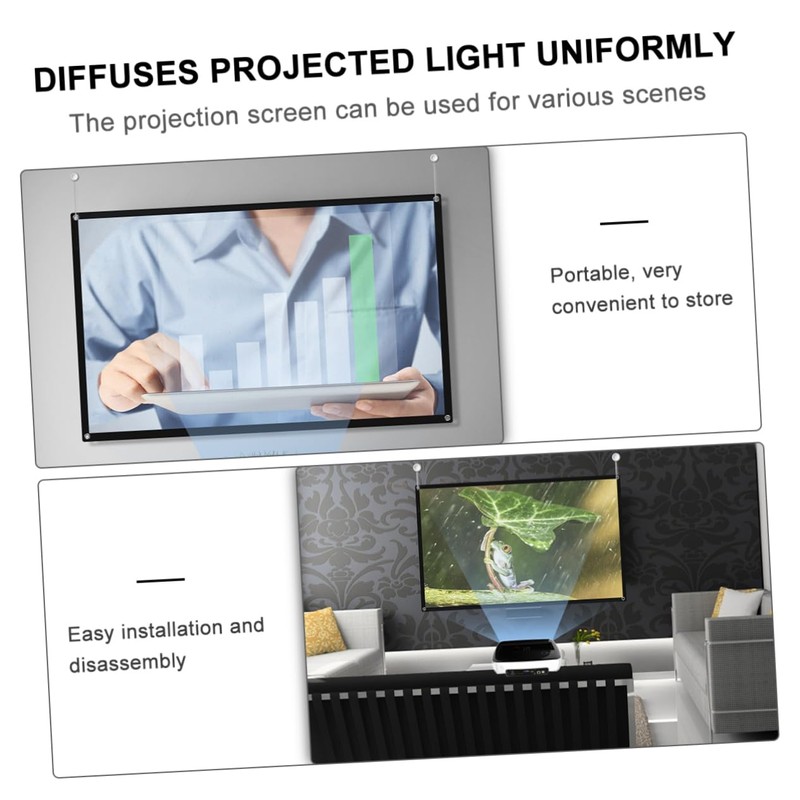 KOMBIUDA 3pcs Folding Projector Screen Portable Projection Curtain for Indoor