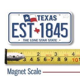 Texas State License Plate Magnet by Classic Magnets, 1.9" x 3.8", Collectible 3D Rubber Vintage-Style Souvenirs and Gifts Made in The USA