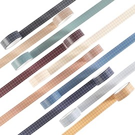 Grid Washi - Juego de 10 rollos de cintas decorativas para diarios de bala, planificadores, álbumes de recortes, envoltura de regalos, manualidades (ciudad de niebla)