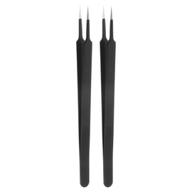 HARFINGTON 2pcs Stainless Steel Precision Tweezers 6.3 Inch Long Handle Pointed Tip Tweezers Multi Purpose for Craft Industrial Work Laboratory Use, Black