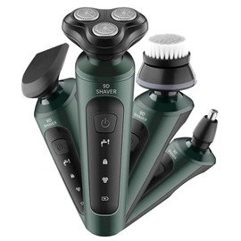 LinMei 4-in-1 Electric Beard Trimmer for Men, Low Noise, 60 Min Battery, Washable Cutter Head, USB Charging - Perfect for Grooming Facial Hair, Nose - Includes Sideburn Trimmer Nose Hair Trimmer