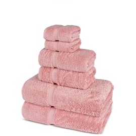 Chakir Turkish Linens Luxury Spa and Hotel Quality Premium Turkish Cotton 6-Piece Towel Set (2 x Bath Towels, 2 x Hand Towels, 2 x Washcloths, Pink)