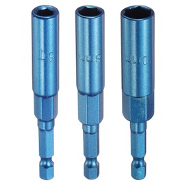 HARFINGTON 3pcs Nut Driver 6,8,10mm Hex Drive Socket CR-V Steel Power Screw Drill Bits Socket Wrench Tools with 1/4" Quick Change Hex Shank for Power Drills Impact Drivers, Blue