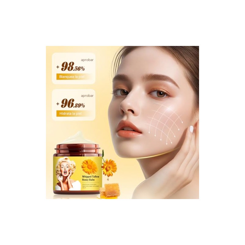 Crema Cebo Res Cara Hidratante Facial Sebo Batido Miel Rostro